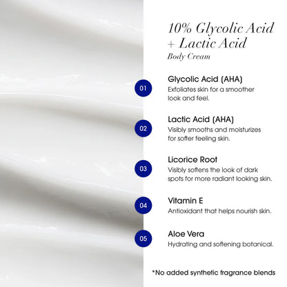 Body Exfoliating Cream 10% Glycolic Acid + Lactic Acid