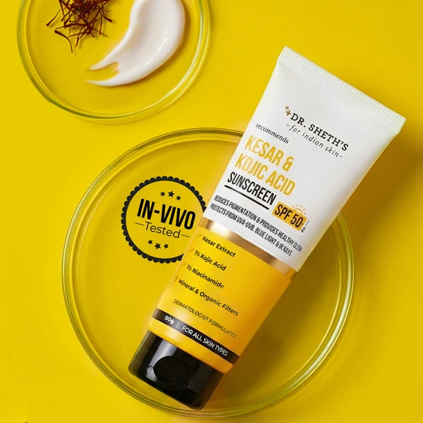 Dr. Sheth’s Kesar & Kojic Acid Sunscreen SPF 50+ PA++++