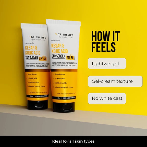 Dr. Sheth’s Kesar & Kojic Acid Sunscreen SPF 50+ PA++++