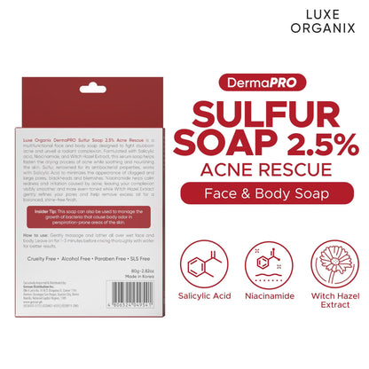 DermaPRO Sulfur Soap 2.5% Acne Rescue
