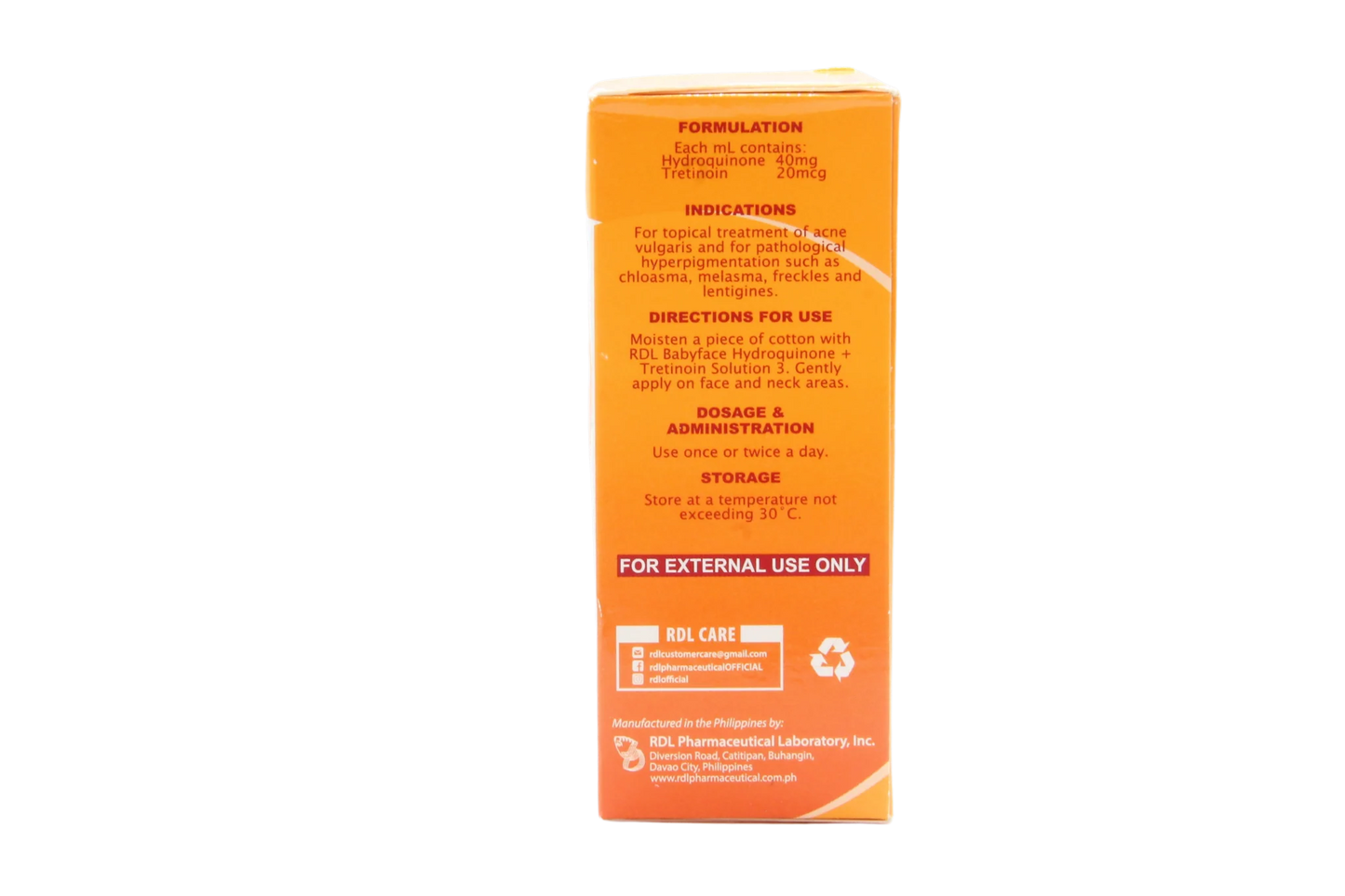 Hydroquinone Tretinoin Babyface Solution n°3