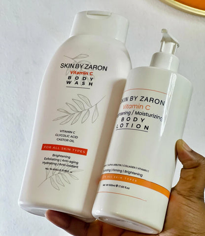 Skin by Zaron Vitamin C Brightening and Moisturizing Body Lotion + Body Wash
